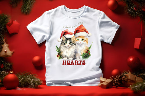 Always in Our Hearts, Christmas Cat Sublimation Sublimation CraftLabSVG 