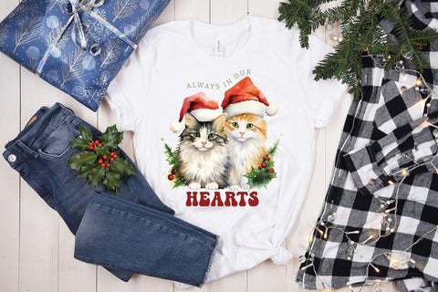 Always in Our Hearts, Christmas Cat Sublimation Sublimation CraftLabSVG 