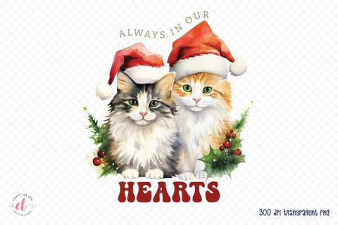 Always in Our Hearts, Christmas Cat Sublimation Sublimation CraftLabSVG 