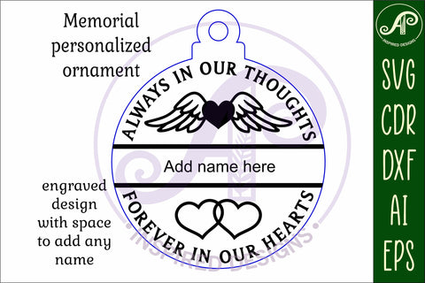 Always in our thoughts memorial Christmas Ornament SVG laser SVG APInspireddesigns 