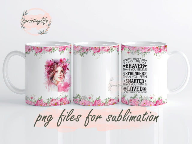 Always remember you are braver Mug Wrap Design, Instant Digital Design Download Mug Wrap Design, Mug Design PNG Sublimation PrintingLife 
