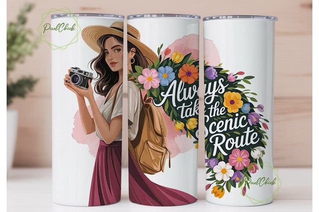 Always Take The Scenic Route Tumbler Sublimation PixelChick 