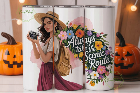 Always Take The Scenic Route Tumbler Sublimation PixelChick 