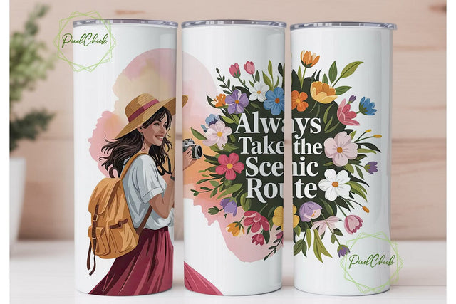 Always Take The Scenic Route Tumbler Sublimation PixelChick 