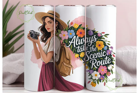 Always Take The Scenic Route Tumbler Sublimation PixelChick 