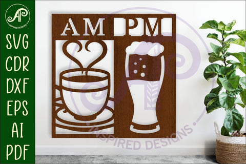 AM PM Coffee and beer wall sign, SVG file. vector sign SVG APInspireddesigns 