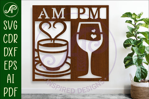 AM PM Coffee and wine wall sign, SVG file. vector sign SVG APInspireddesigns 