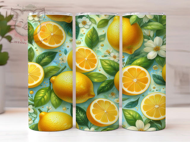 Amalfi Coast Lemon Tumbler, Lemon Pattern Wrap, Italian Summer Tumbler, 20oz Citrus Sublimation, Mediterranean Style Tumbler, Bright Lemon Design, Coastal Vibes Tumbler Sublimation Lara' s Designs 