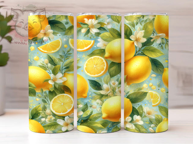 Amalfi Coast Lemon Tumbler, Lemon Pattern Wrap, Italian Summer Tumbler, 20oz Citrus Sublimation, Mediterranean Style Tumbler, Bright Lemon Design, Coastal Vibes Tumbler Sublimation Lara' s Designs 