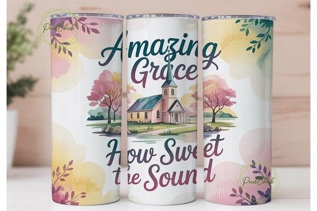 Amazing Grace Church 20oz Tumbler Wrap Sublimation PixelChick 