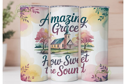 Amazing Grace Church 20oz Tumbler Wrap Sublimation PixelChick 