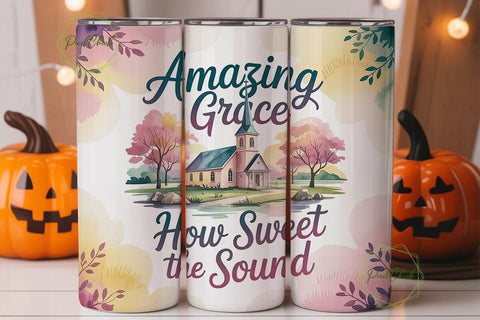 Amazing Grace Church 20oz Tumbler Wrap Sublimation PixelChick 