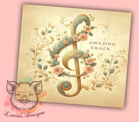 Amazing Grace Tumbler, Christian Music Gift, Religious Drinkware, Sublimation Design, Hymn Decor, Inspirational Tumbler, Music Lover Gift Sublimation Lara' s Designs 