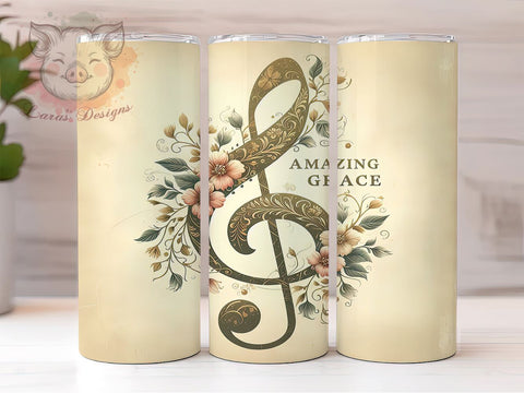 Amazing Grace Tumbler, Christian Music Gift, Religious Drinkware, Sublimation Design, Hymn Decor, Inspirational Tumbler, Music Lover Gift Sublimation Lara' s Designs 