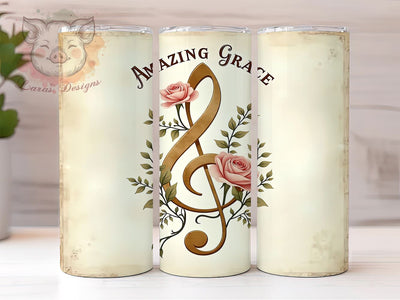 Amazing Grace Tumbler, Christian Music Gift, Religious Drinkware, Sublimation Design, Hymn Decor, Inspirational Tumbler, Music Lover Gift Sublimation Lara' s Designs 