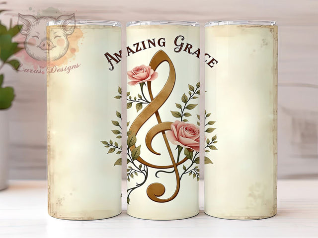 Amazing Grace Tumbler, Christian Music Gift, Religious Drinkware, Sublimation Design, Hymn Decor, Inspirational Tumbler, Music Lover Gift Sublimation Lara' s Designs 
