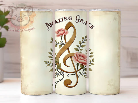 Amazing Grace Tumbler, Christian Music Gift, Religious Drinkware, Sublimation Design, Hymn Decor, Inspirational Tumbler, Music Lover Gift Sublimation Lara' s Designs 