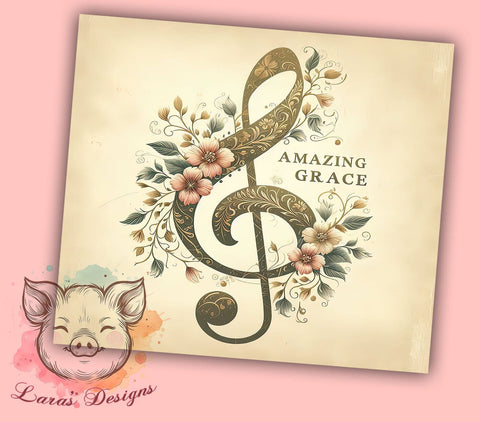 Amazing Grace Tumbler, Christian Music Gift, Religious Drinkware, Sublimation Design, Hymn Decor, Inspirational Tumbler, Music Lover Gift Sublimation Lara' s Designs 