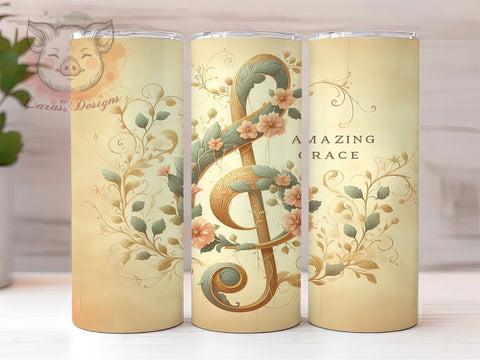 Amazing Grace Tumbler, Christian Music Gift, Religious Drinkware, Sublimation Design, Hymn Decor, Inspirational Tumbler, Music Lover Gift Sublimation Lara' s Designs 