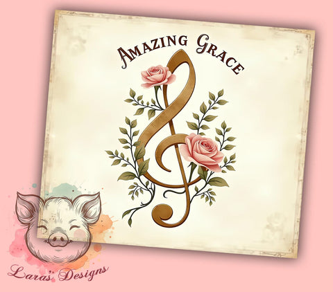 Amazing Grace Tumbler, Christian Music Gift, Religious Drinkware, Sublimation Design, Hymn Decor, Inspirational Tumbler, Music Lover Gift Sublimation Lara' s Designs 
