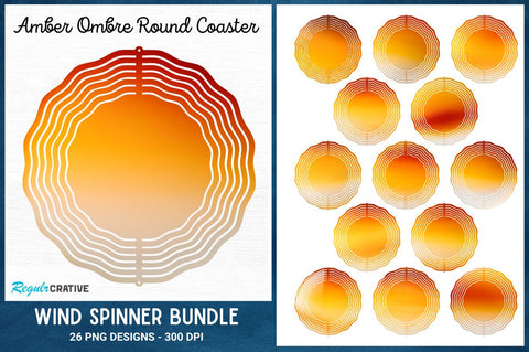 Amber Ombre Round Coaster Wind Spinner Bundle Sublimation Regulrcrative 