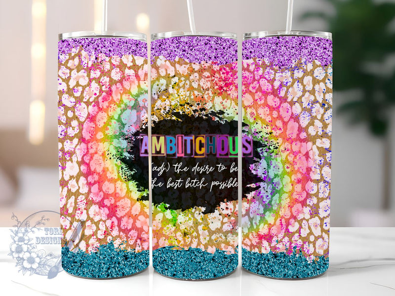Ambitchous 20 oz Skinny Tumbler, Bad Mom Sarcasti Tumbler Png, Straight & Tapered Tumbler Wrap, Instant Digital Download Sublimation ToriDesigns 