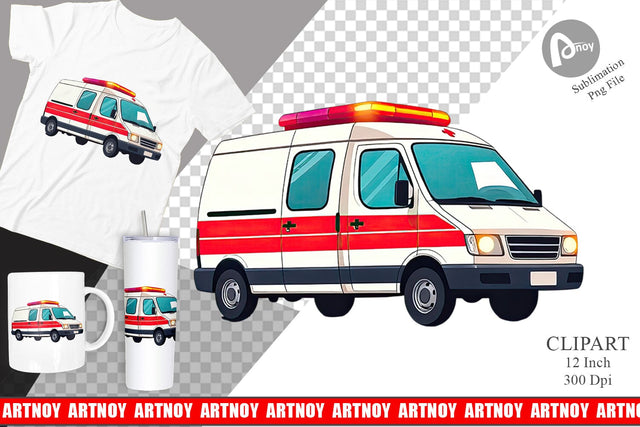 Ambulance Vehicle Clipart Sublimation artnoy 