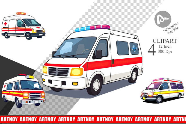 Ambulance Vehicle Clipart Sublimation artnoy 