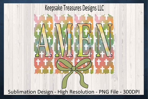 Amen Cross Brushstroke, Inspirational T-Shirt Design, Boho Sublimation PNG Design, Digital Download Sublimation Keepsake Treasures Designs LLC. 