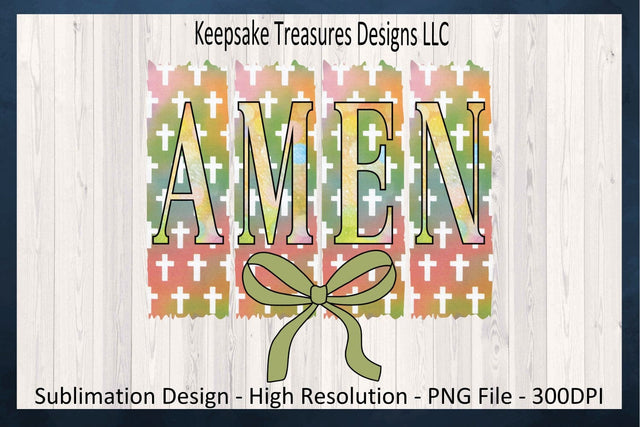 Amen Cross Brushstroke, Inspirational T-Shirt Design, Boho Sublimation PNG Design, Digital Download Sublimation Keepsake Treasures Designs LLC. 