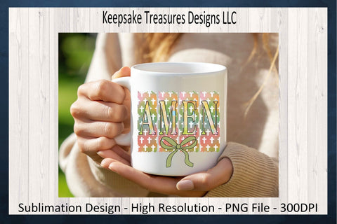 Amen Cross Brushstroke, Inspirational T-Shirt Design, Boho Sublimation PNG Design, Digital Download Sublimation Keepsake Treasures Designs LLC. 