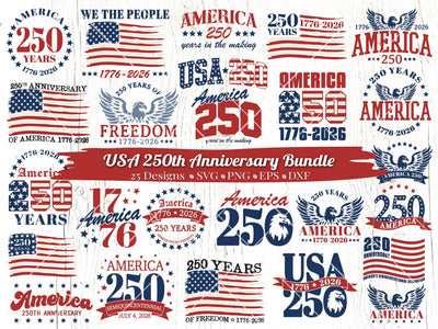 America 250 Bundle SVG Caffeinated SVGs 