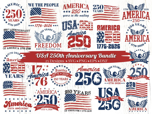 America 250 Bundle SVG Caffeinated SVGs 