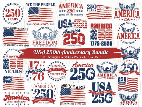 America 250 Bundle SVG Caffeinated SVGs 
