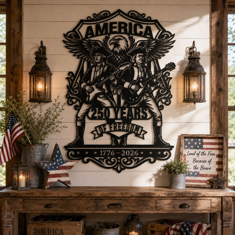 America 250 Years of Freedom Laser SVG | George Washington & Benjamin Franklin Eagle Wall Art DXF | 1776-2026 Patriotic CNC Plasma Cut File SVG HappyDesignStudio 