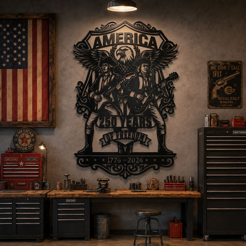 America 250 Years of Freedom Laser SVG | George Washington & Benjamin Franklin Eagle Wall Art DXF | 1776-2026 Patriotic CNC Plasma Cut File SVG HappyDesignStudio 