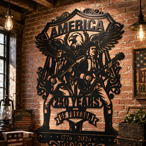 America 250 Years of Freedom Laser SVG | George Washington & Benjamin Franklin Eagle Wall Art DXF | 1776-2026 Patriotic CNC Plasma Cut File SVG HappyDesignStudio 