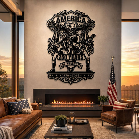 America 250 Years of Freedom Laser SVG | George Washington & Benjamin Franklin Eagle Wall Art DXF | 1776-2026 Patriotic CNC Plasma Cut File SVG HappyDesignStudio 