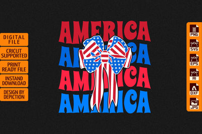 America Baby Ribbon T-Shirt, 4th Of July Ribbon Shirt Print Template Sketch DESIGN Depiction Studio 