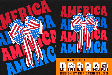 America Baby Ribbon T-Shirt, 4th Of July Ribbon Shirt Print Template Sketch DESIGN Depiction Studio 