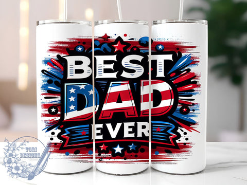 America Best Dad Ever 20oz Skinny Tumbler, Fathers Day Tumbler Png, Straight & Tapered Tumbler Wrap, Instant Digital Download Sublimation ToriDesigns 
