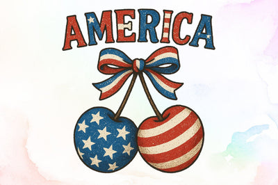 America Cherries Patriotic PNG Sublimation designartist 
