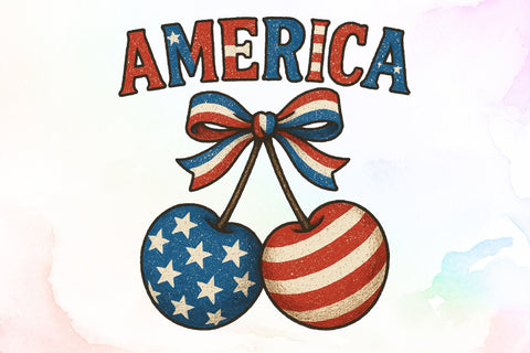 America Cherries Patriotic PNG Sublimation designartist 