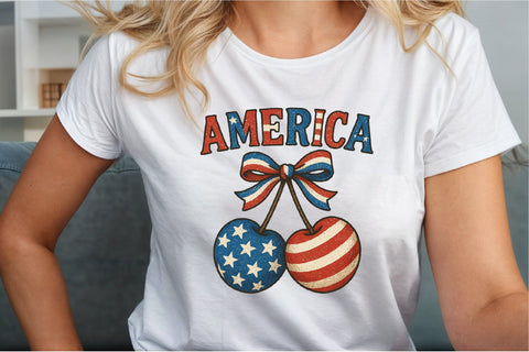 America Cherries Patriotic PNG Sublimation designartist 