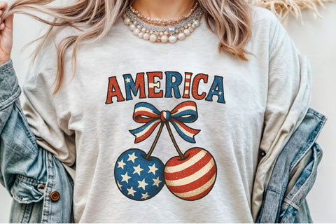 America Cherries Patriotic PNG Sublimation designartist 