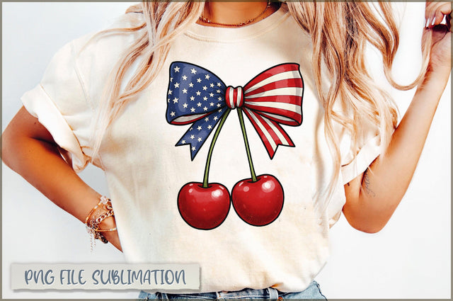 America Cherry Coquette Bow PNG Sublimation Shetara Begum 