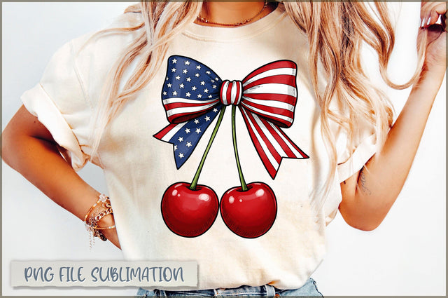 America Cherry Coquette Bow Sublimation Sublimation Shetara Begum 