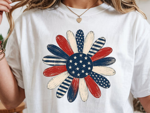 America Flag 4th July Png, Retro Patriotic Flower Png SVG DesignDestine 