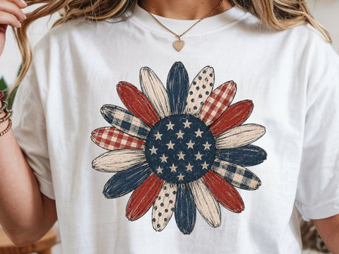 America Flag 4th July Png, Retro Patriotic Flower Png SVG DesignDestine 
