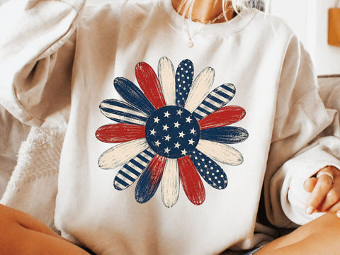 America Flag 4th July Png, Retro Patriotic Flower Png SVG DesignDestine 